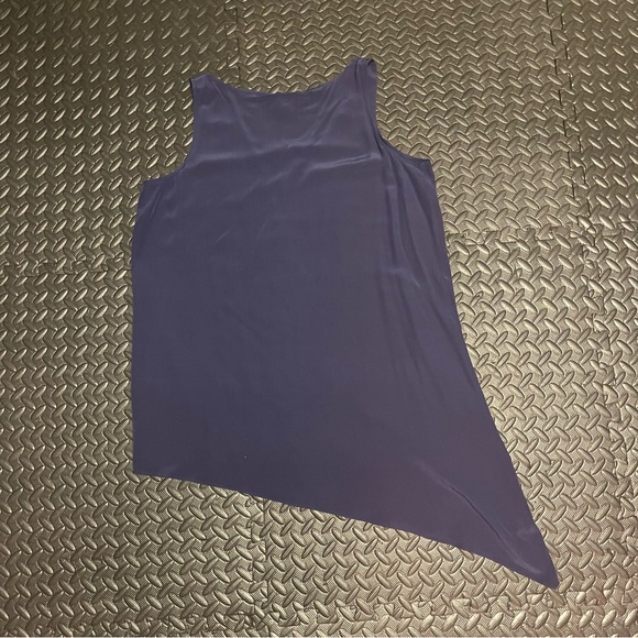 Eileen Fisher Silk Asymmetrical Tunic Sleeveless Size Medium Navy Blue - Picture 4 of 9